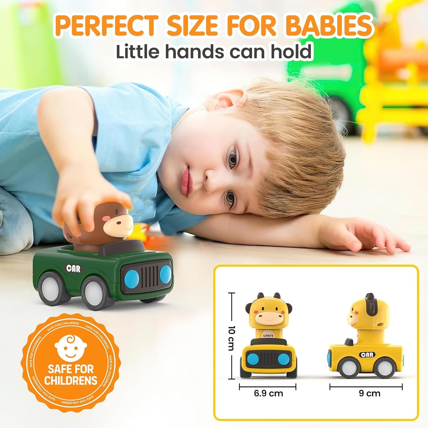 Toybharat Pressing go Animal Car 1 Pcs. | Multicolour | Push N Go Toys | Kids Gift