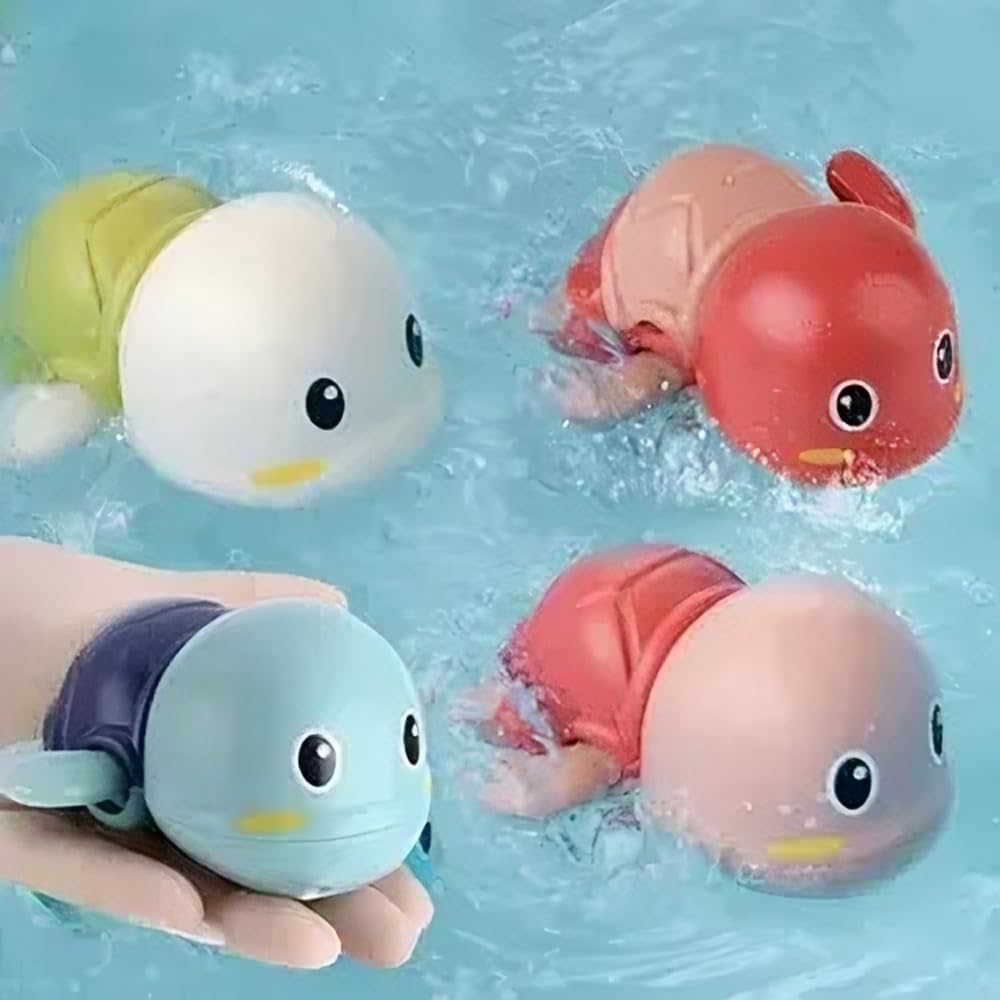 ToyBharat Cute Swimming Turtle Baby Water Turtle Bath Toys for Toddlers | Turtle Toy | 1-3, Floating Wind Up Toys for 1 2 3 4 5 Year Old Boy Girl, New Born Baby Bathtub Water Toys