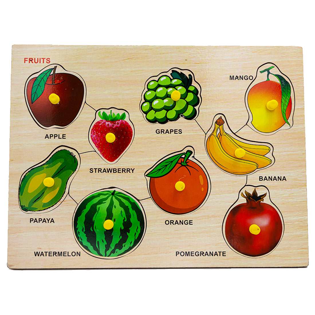 Toybharat Wooden Puzzle Fruits | Multicolour | Wooden Toys | Birthday Gift for kids | Educational