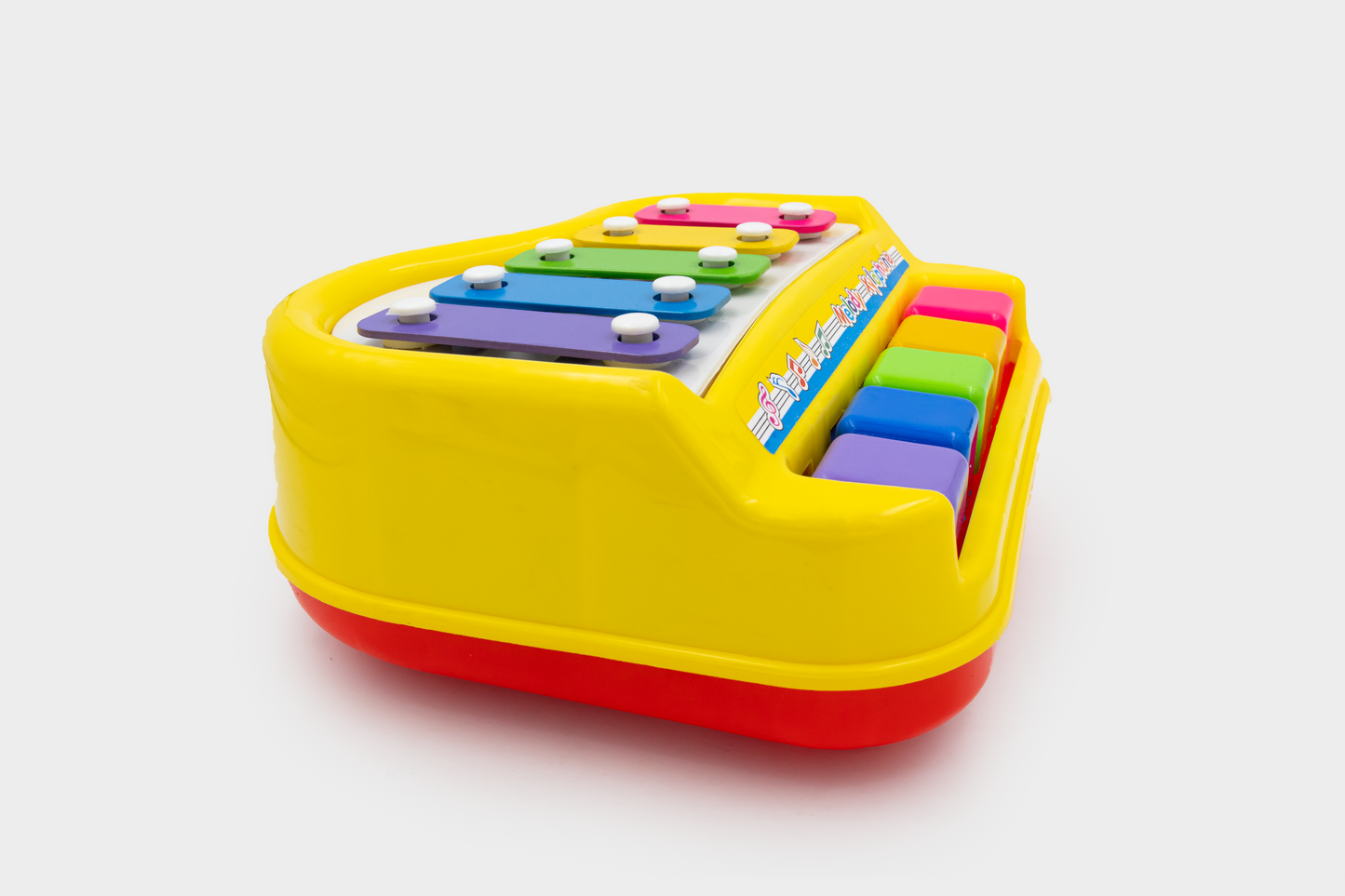 ToyBharat musical Xylophone & piano is a multicolour musical and educational  toy for kids aged 1-6. It promotes music learning, motor skills, and safe indoor-outdoor play with vibrant design and joyful sound.