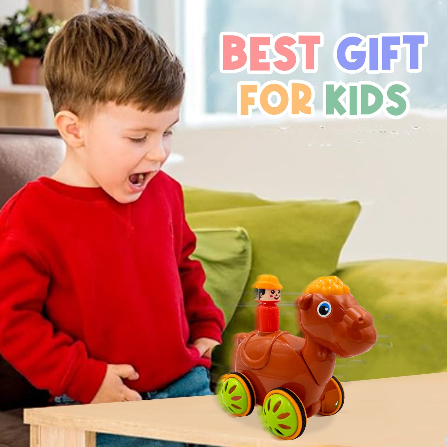 Toybharat Push N Go Camel | Multicolour | Travel Toys | Push N Go