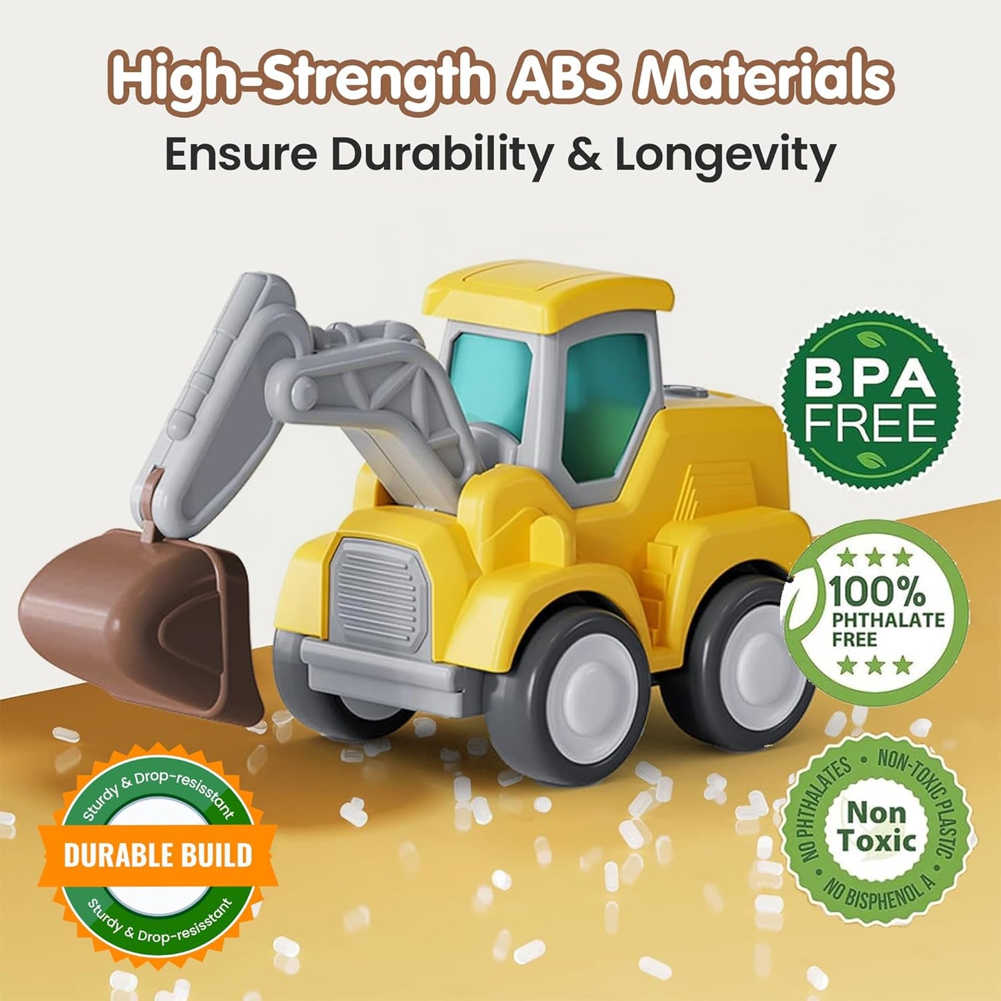 ToyBharat Pressing n go JCB Toys - for Toddlers, Press & Go Truck Toy with Flexible Joints, Fun Car Set for 1+ Year Old Boys & Girls, Birthday Gift for Kids