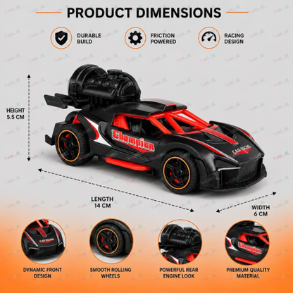 ToyBharat Pull Back Musical Smoke Racing Car ( Multicolour)Toy for Kids Age 3 + Years- Friction-Powered Racing Cars, Pull Back Off-Road Vehicles, Inertia, Best Gift for Boys |