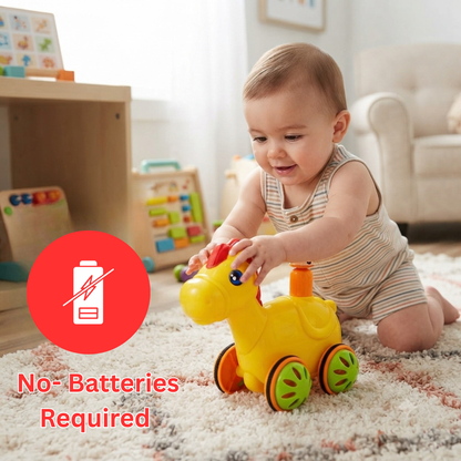 ToyBharat Push N Go Horse – A fun travel toy for kids aged 1-6 years with a realistic design. Made in India, safe and non-toxic, ideal for indoor and outdoor play. A perfect multicolour birthday gift for kids.
