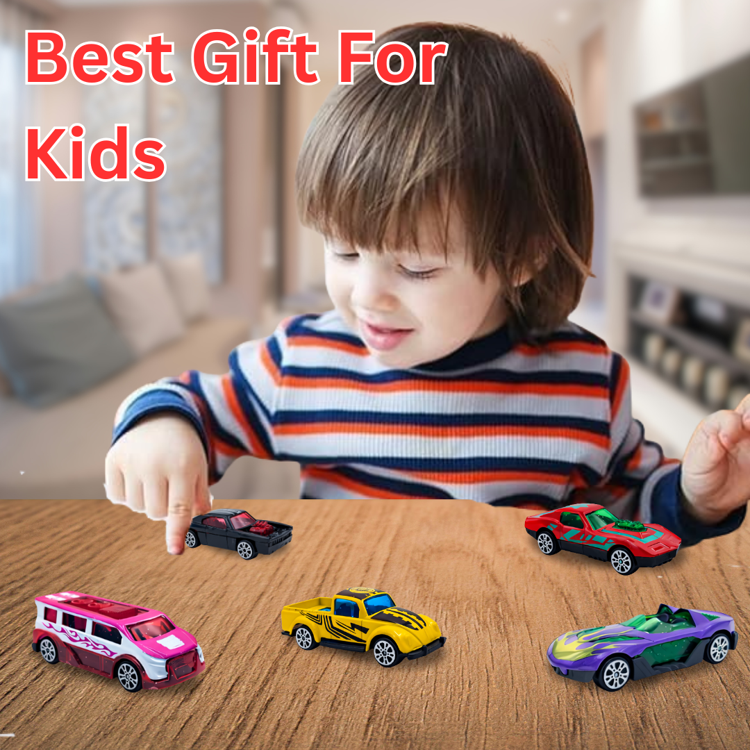 ToyBharat Metal Die Cast Car Set Free Wheel High Speed Unbreakable for Kids - Pack of 5, Small Racing Cars for Exciting Playtime Adventures, Multicolor