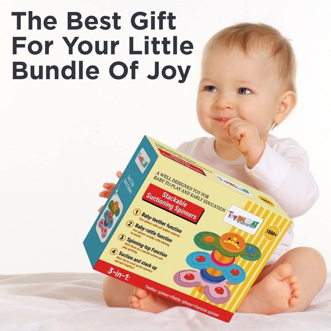 ToyBharat 2 in 1 Spinner is a multicolour interactive toy set that promotes motor skills and sensory play. Safe, non-toxic, and perfect for indoor and outdoor fun. A great birthday gift for baby boys and girls.