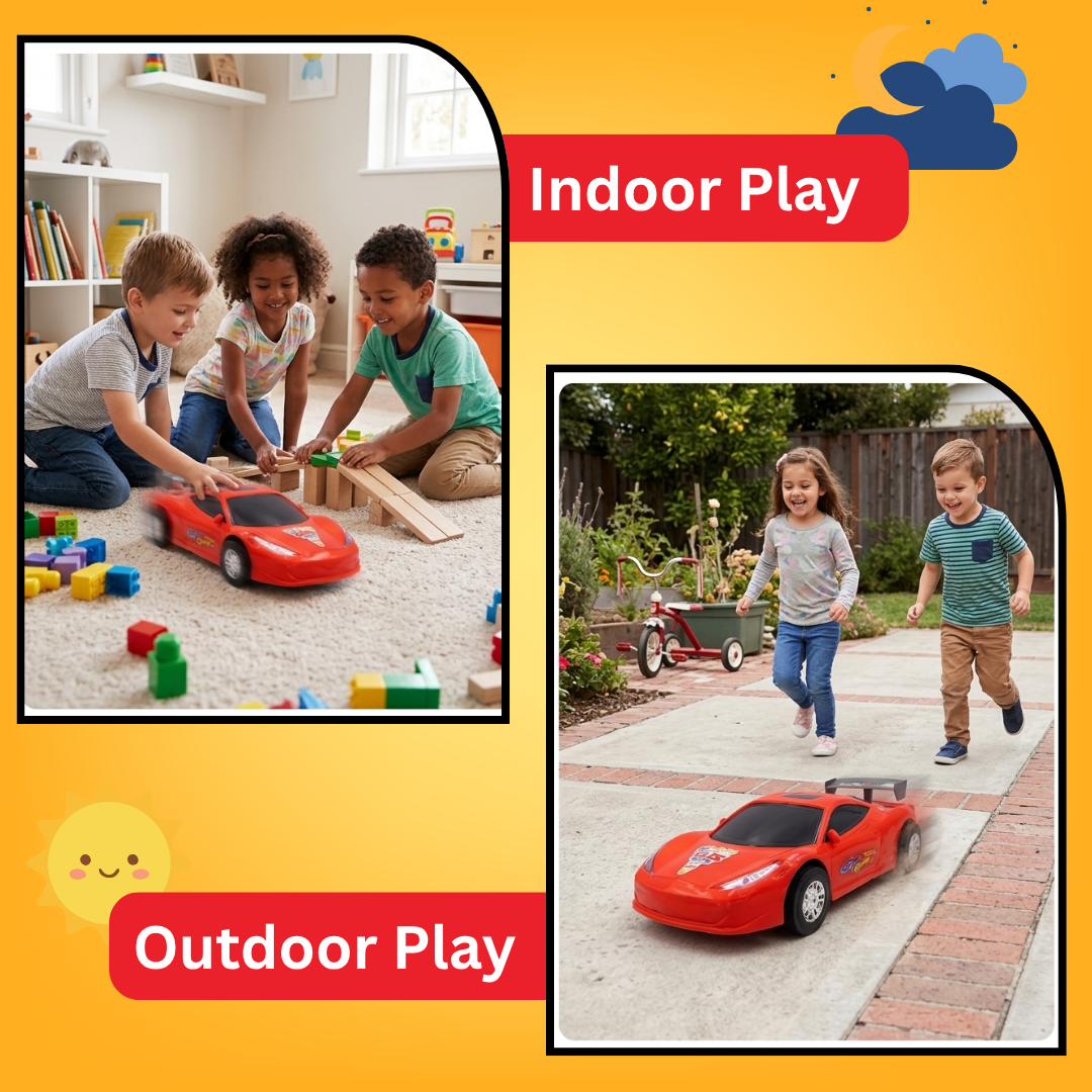 “ToyBharat Model Sport Car offers vibrant colours and friction power for exciting racing fun, making it a perfect gift for kids who love fast toy cars.