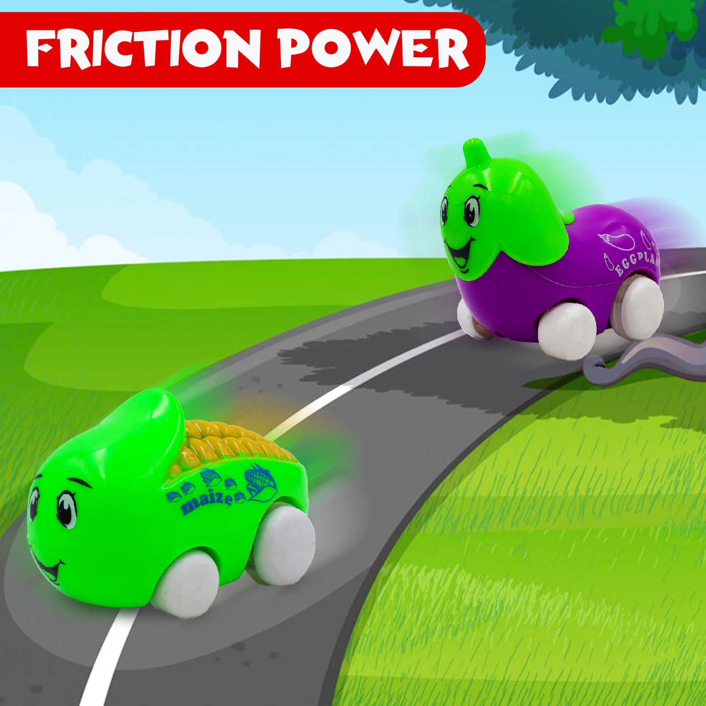 ToyBharat Vegetable Pullback Car 1 Pcs. |Multicolour | Travel Toys | Kids Gift |Intractive Toys