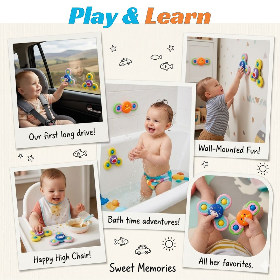 ToyBharat 2 in 1 Spinner is a multicolour interactive toy set that promotes motor skills and sensory play. Safe, non-toxic, and perfect for indoor and outdoor fun. A great birthday gift for baby boys and girls.
