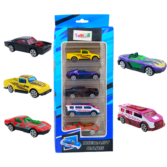 ToyBharat Free Wheel Metal Car Set of 5 in Multicolour with Pullback mechanism is a fun, safe, and engaging toy set. Ideal for indoor and outdoor play, and makes a perfect gift for boys and girls.