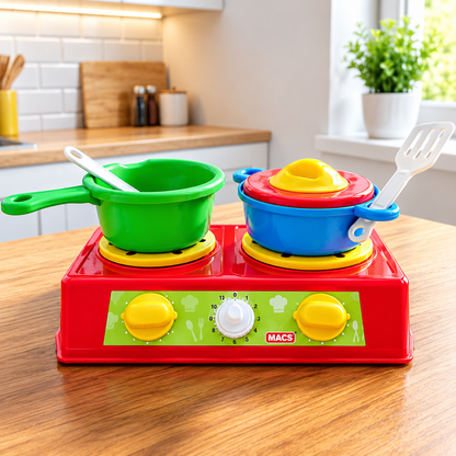 ToyBharat Cooking Set is a Red Colour role play toy for girls and boys. Fun and educational, it encourages creativity and makes a perfect birthday gift.