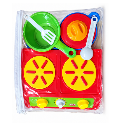 ToyBharat Cooking Set is a Red Colour role play toy for girls and boys. Fun and educational, it encourages creativity and makes a perfect birthday gift.