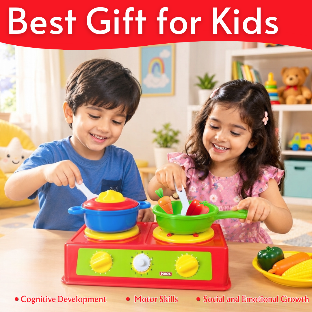 ToyBharat Cooking Set is a Red Colour role play toy for girls and boys. Fun and educational, it encourages creativity and makes a perfect birthday gift.