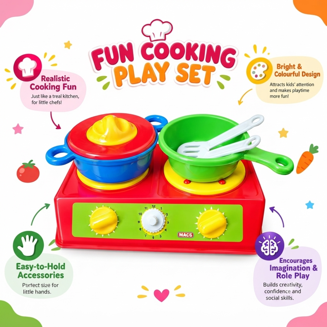ToyBharat Cooking Set is a Red Colour role play toy for girls and boys. Fun and educational, it encourages creativity and makes a perfect birthday gift.