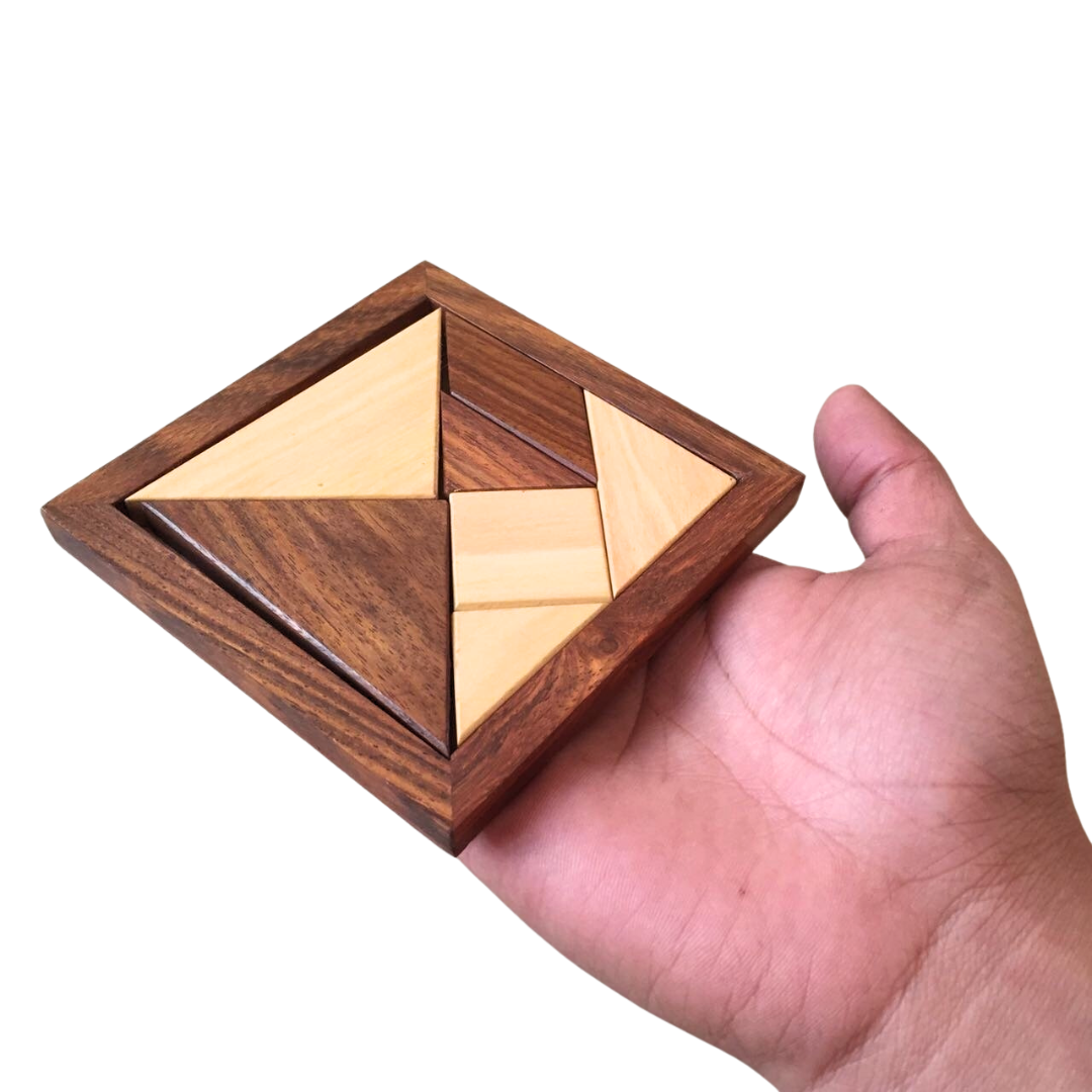 Toybharat Wooden Tangram Puzzle (7 Piece Puzzle) (Multicolour) Geometry Game (Wooden) For Unisex Kids