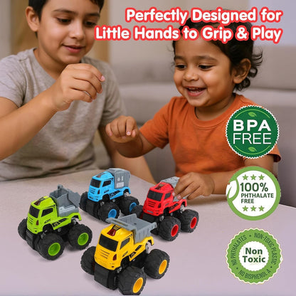 Toybharat ABS  Musical Monster Truck Toy with Light & Sound Effects - Truck for Kids | Battery Electronic Toys |  Best Birthday Gifts For Kids | Pack Of 4