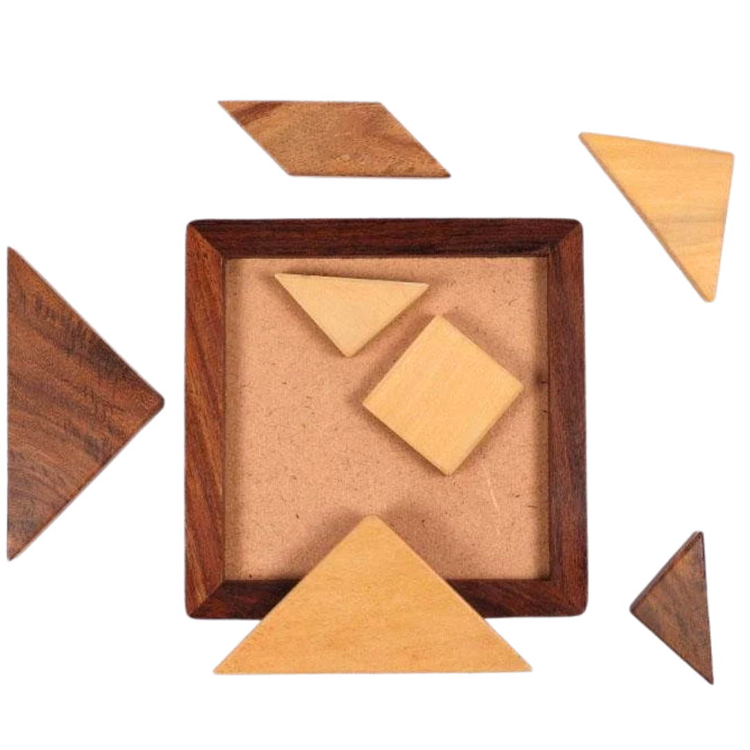 Toybharat Wooden Tangram Puzzle (7 Piece Puzzle) (Multicolour) Geometry Game (Wooden) For Unisex Kids