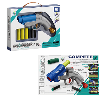 ToyBharat Pioneer Rifle Gun Toys for Kids| (Multi Colour)Fun Target Shooting Pioneer Rifle Gun with 3 Soft Foam Dart Bullets and 3 Bullets casing| Feta Toy Gun for Boys, Girls, Teen, Adults | Birthday Gift - Made in India