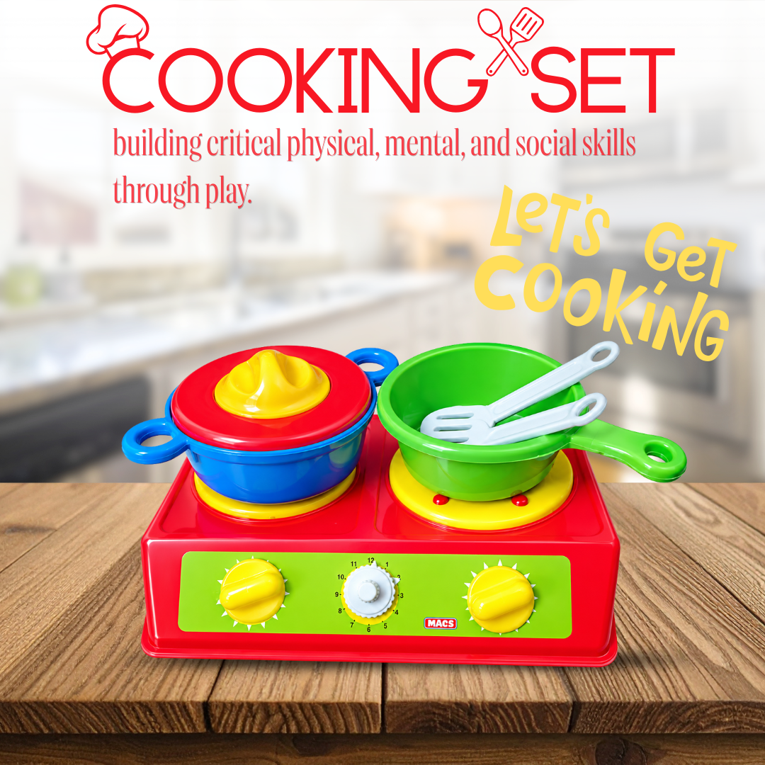 ToyBharat Cooking Set is a Red Colour role play toy for girls and boys. Fun and educational, it encourages creativity and makes a perfect birthday gift.