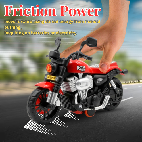 ToyBharat Royal Bike is a multicolour friction-powered travel toy with a stylish design, perfect for kids aged 1 to 6 years. Made from safe, non-toxic materials, it's durable, fun, and a great birthday gift.