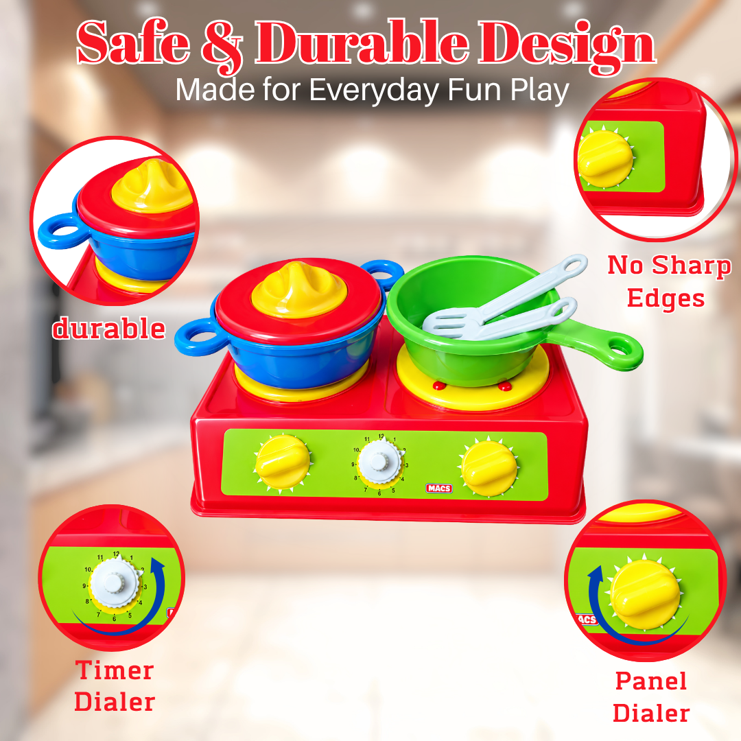 ToyBharat Cooking Set is a Red Colour role play toy for girls and boys. Fun and educational, it encourages creativity and makes a perfect birthday gift.