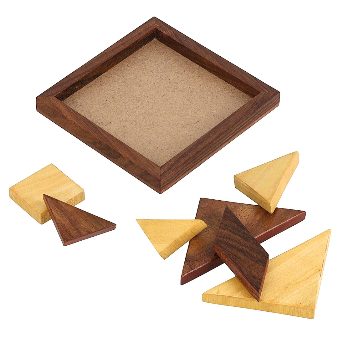 Toybharat Wooden Tangram Puzzle (7 Piece Puzzle) (Multicolour) Geometry Game (Wooden) For Unisex Kids