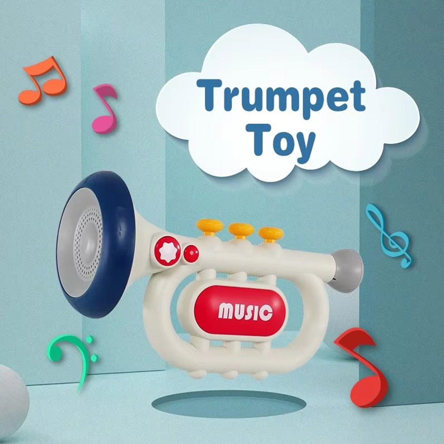 ToyBharat Battery-Operated Musical Trumpet Toy with Microphone, Melodies & Sound Effects – Perfect Early Learning Toy for Toddlers 2+ Years, Supports Music Skills & Fun Play