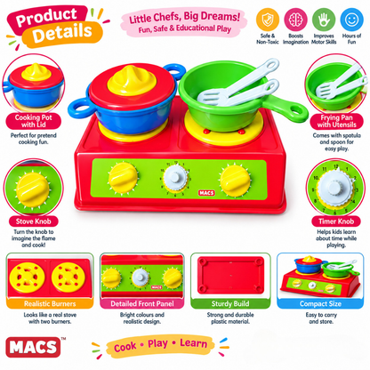 ToyBharat Cooking Set is a Red Colour role play toy for girls and boys. Fun and educational, it encourages creativity and makes a perfect birthday gift.