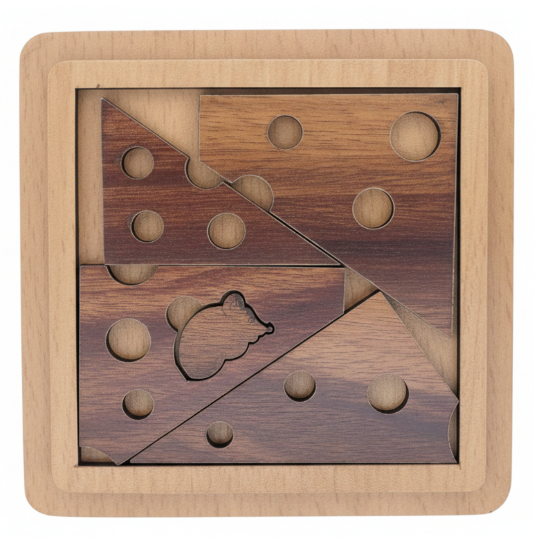 Toybharat Wooden Cheese-Rat Puzzle Game Board Game Puzzle Toy (Multicolour) for Adults Family Contemporary Manufacture And Unisex Kids (Colour May Differ)