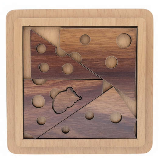 Toybharat Wooden Cheese-Rat Puzzle Game Board Game Puzzle Toy (Multicolour) for Adults Family Contemporary Manufacture And Unisex Kids (Colour May Differ)