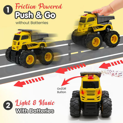 Toybharat ABS  Musical Monster Truck Toy with Light & Sound Effects - Truck for Kids | Battery Electronic Toys |  Best Birthday Gifts For Kids | Pack Of 2 ||