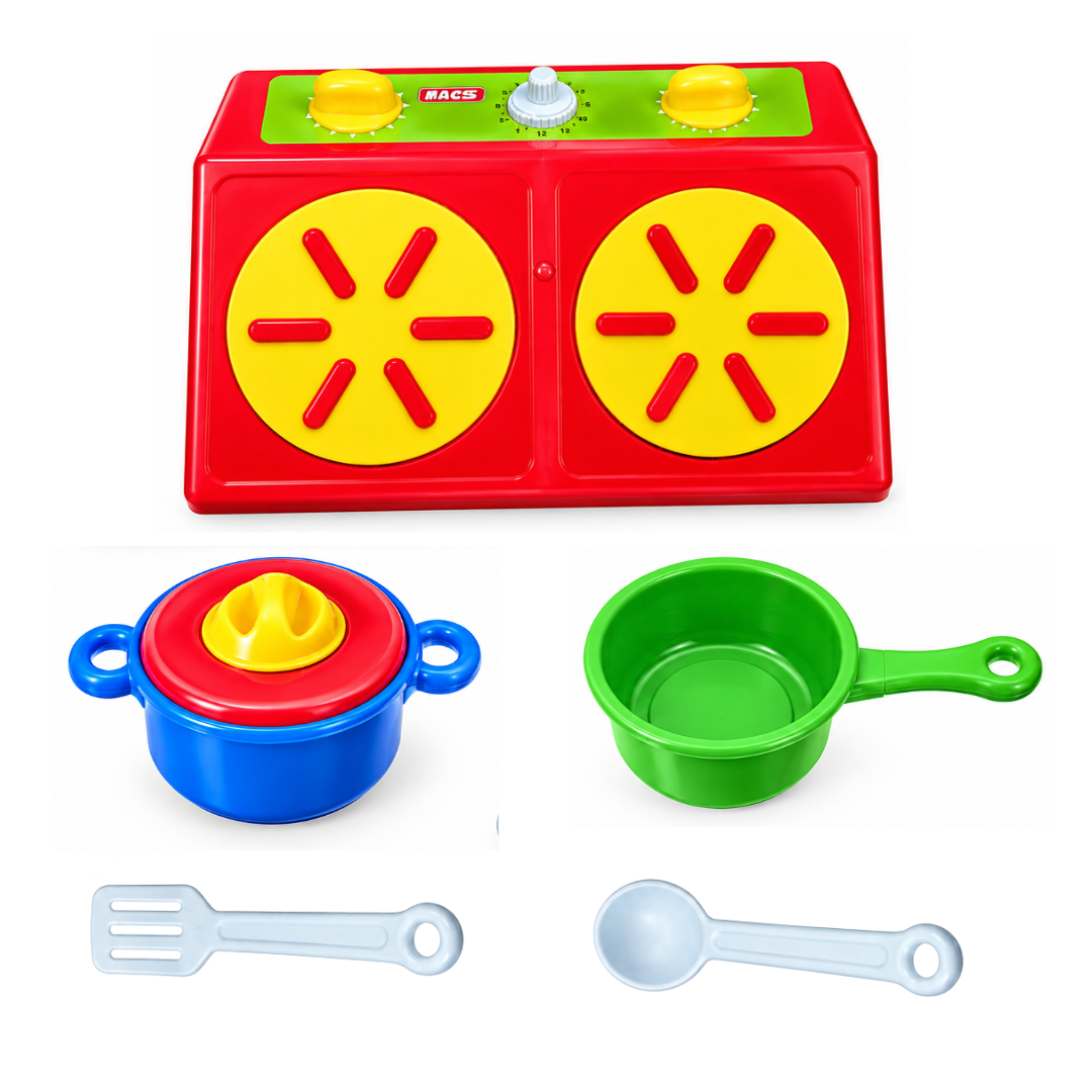 ToyBharat Cooking Set is a Red Colour role play toy for girls and boys. Fun and educational, it encourages creativity and makes a perfect birthday gift.