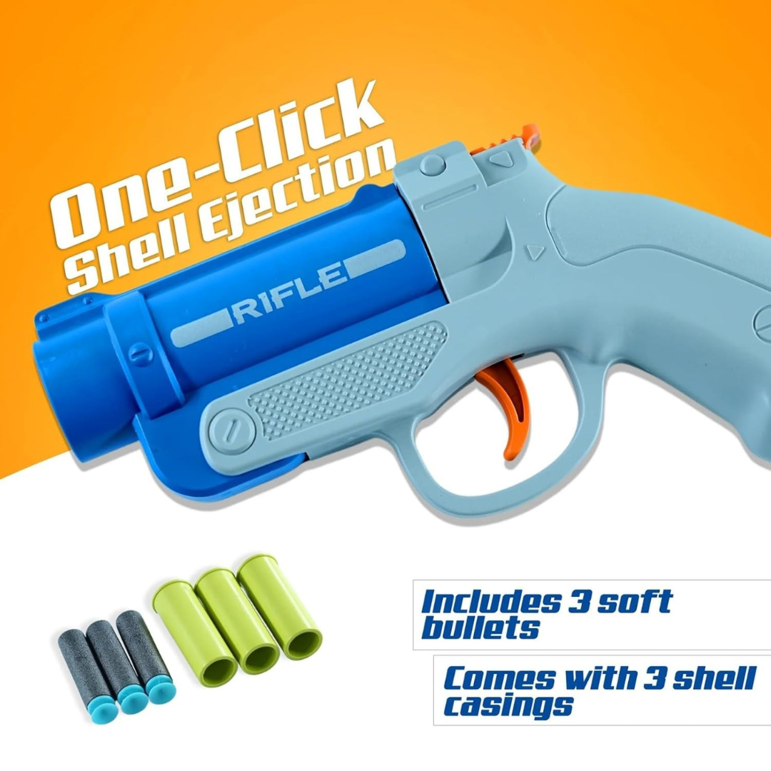 ToyBharat Pioneer Rifle Gun Toys for Kids| (Multi Colour)Fun Target Shooting Pioneer Rifle Gun with 3 Soft Foam Dart Bullets and 3 Bullets casing| Feta Toy Gun for Boys, Girls, Teen, Adults | Birthday Gift - Made in India