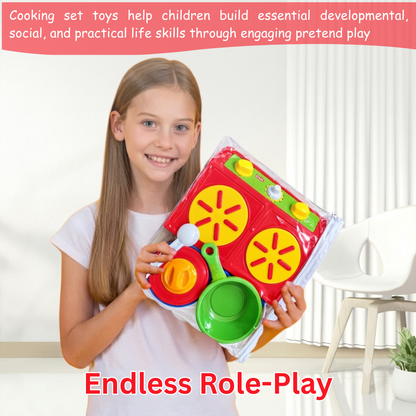 ToyBharat Cooking Set is a Red Colour role play toy for girls and boys. Fun and educational, it encourages creativity and makes a perfect birthday gift.
