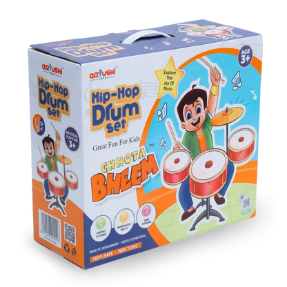 Toybharat Chota Bheem Hip Hop Drum Set Musical Band for Kids, Mini Band Rock Set Musical Instruments Playset, Birthday Gift (Small Drum Set, Age 3-6 Years) | Single Colour | Activity Toys| For Unisex Kids Age For 3-12Years|