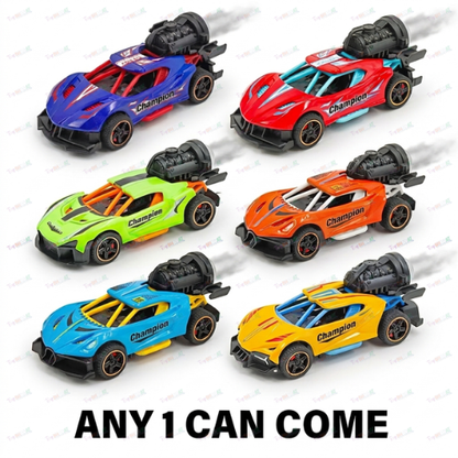 ToyBharat Pull Back Musical Smoke Racing Car ( Multicolour)Toy for Kids Age 3 + Years- Friction-Powered Racing Cars, Pull Back Off-Road Vehicles, Inertia, Best Gift for Boys |