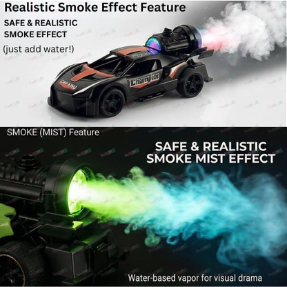 ToyBharat Pull Back Musical Smoke Racing Car ( Multicolour)Toy for Kids Age 3 + Years- Friction-Powered Racing Cars, Pull Back Off-Road Vehicles, Inertia, Best Gift for Boys |