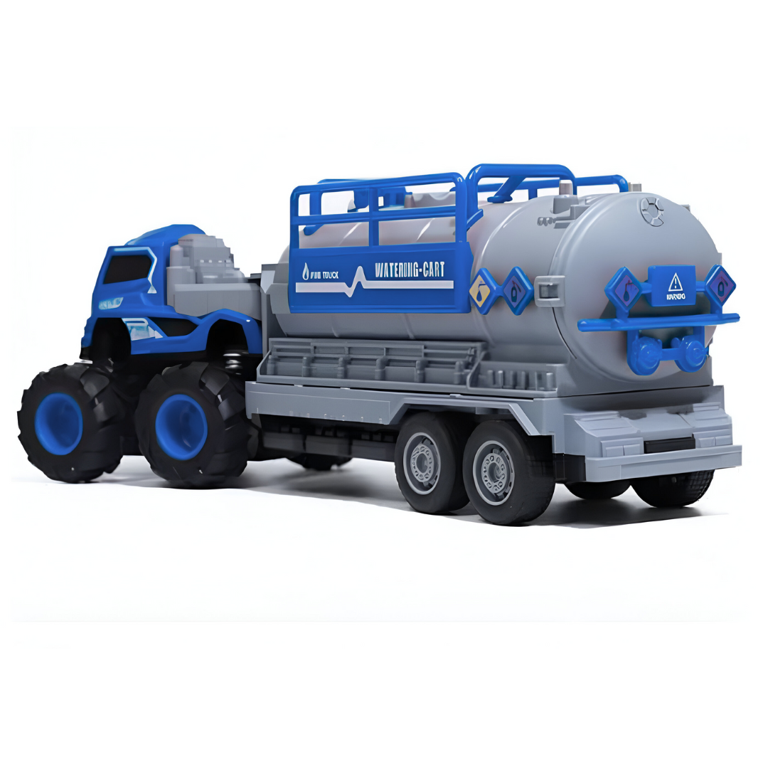 ToyBharat ABS Monster carrier truck Tanker Toy set with friction-powered cars, flashing lights, and music. A fun and educational emergency vehicle toy for boys and girls age 3+, ideal for birthdays and learning play.