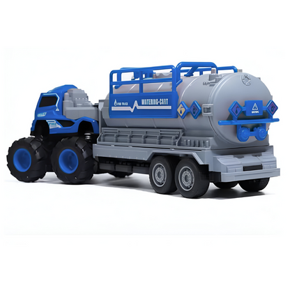 ToyBharat ABS Monster carrier truck Tanker Toy set with friction-powered cars, flashing lights, and music. A fun and educational emergency vehicle toy for boys and girls age 3+, ideal for birthdays and learning play.