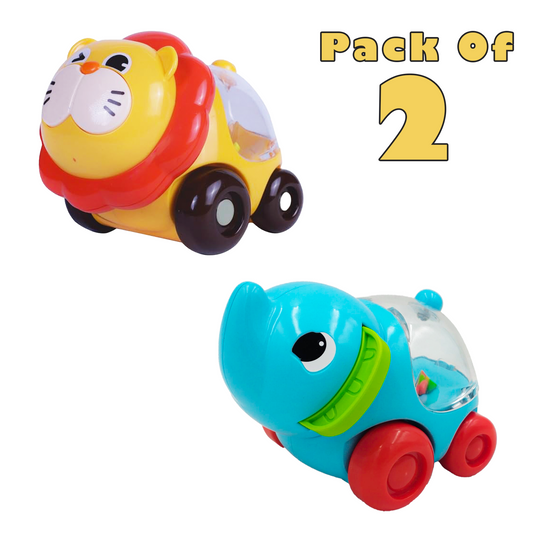 ToyBharat Pop Pop Elephant and Lion Set Of 2 | Multicolour | Travel Toys | Birthday Gift for kids | Interactive Toys| For Unisex Kids.