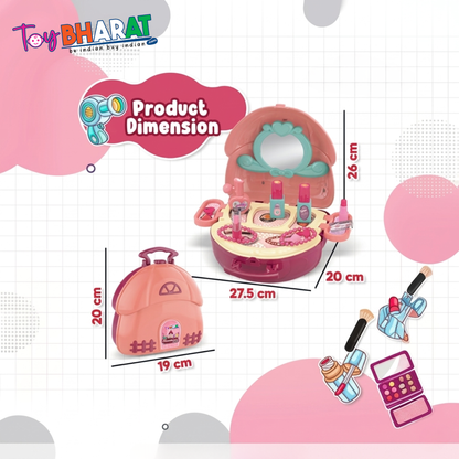 Toybharat Makeup Kit Set for Kids Ages 3-6 Year Old Girls | 2-in-1 Playset Portable Pretend Play Toy for Baby Girl | Activity Toys| Safe and Non-Toxic | Lightweight Bag Style Kit | Birthday Gift for Girls of 3 to 6