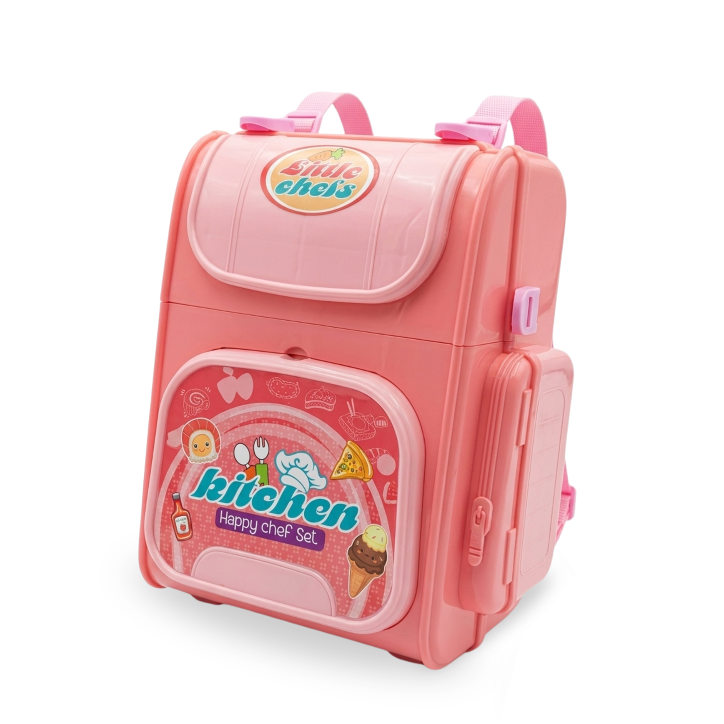 Toybharat 2-in-1 Kitchen Set | Cooking Pretend Play Toy | Portable School Bag Style Kitchen Playset for Girls & Boys Age 3–7 | Role Play Cooking Game | Birthday Gift for Kids
