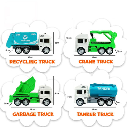 ToyBharat Garbage Truck Set of 4 for City Waste Management|Doll & Play Set |Pack of 4