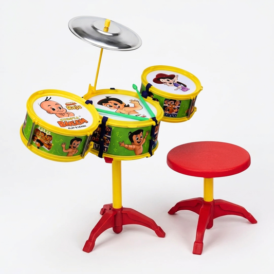 Toybharat Chota Bheem Hip Hop Drum Set Musical Band for Kids, Mini Band Rock Set Musical Instruments Playset, Birthday Gift (Small Drum Set, Age 3-6 Years) | Single Colour | Activity Toys| For Unisex Kids Age For 3-12Years|