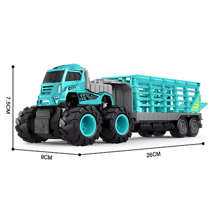 ToyBharat ABS Monster carrier truck Trala Toy set with friction-powered cars, flashing lights, and music. A fun and educational emergency vehicle toy for boys and girls age 3+, ideal for birthdays and learning play.