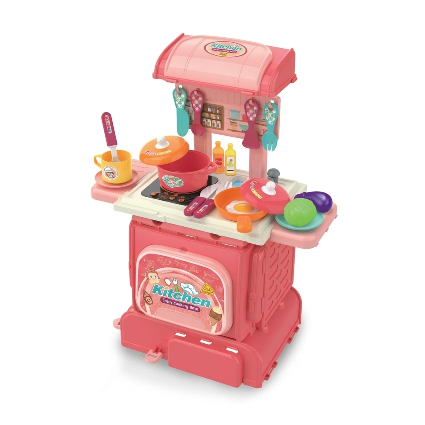 Toybharat 2-in-1 Kitchen Set | Cooking Pretend Play Toy | Portable School Bag Style Kitchen Playset for Girls & Boys Age 3–7 | Role Play Cooking Game | Birthday Gift for Kids