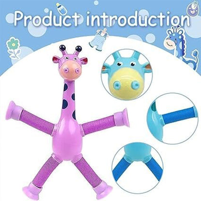 ToyBharat Telescopic Suction Cup Giraffe Toy Shape Changing Pop Fidget Tube Sensory Toys for Girls Boys | Multicolour | Travel Toys | Birthday Gift for kids | Interactive Toys| Pcs. 4