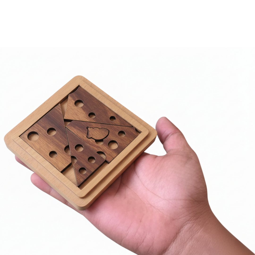Toybharat Wooden Cheese-Rat Puzzle Game Board Game Puzzle Toy (Multicolour) for Adults Family Contemporary Manufacture And Unisex Kids (Colour May Differ)