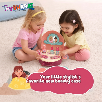 Toybharat Makeup Kit Set for Kids Ages 3-6 Year Old Girls | 2-in-1 Playset Portable Pretend Play Toy for Baby Girl | Activity Toys| Safe and Non-Toxic | Lightweight Bag Style Kit | Birthday Gift for Girls of 3 to 6