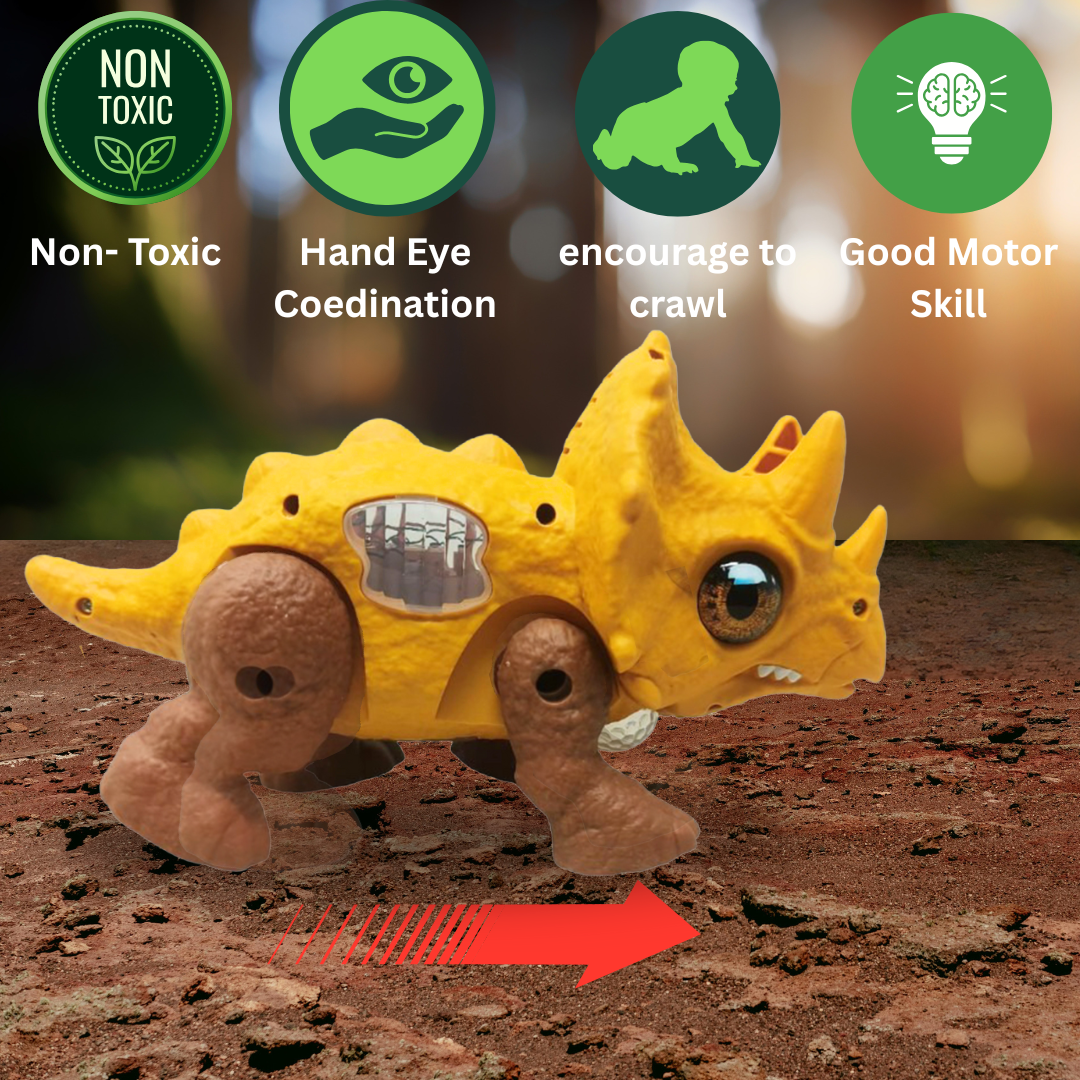 ToyBharat Musical Crawling Dino| Battery Operated | flashing lights, and music. A fun and educational toy for boys and girls age 3+, ideal for birthdays and learning play.